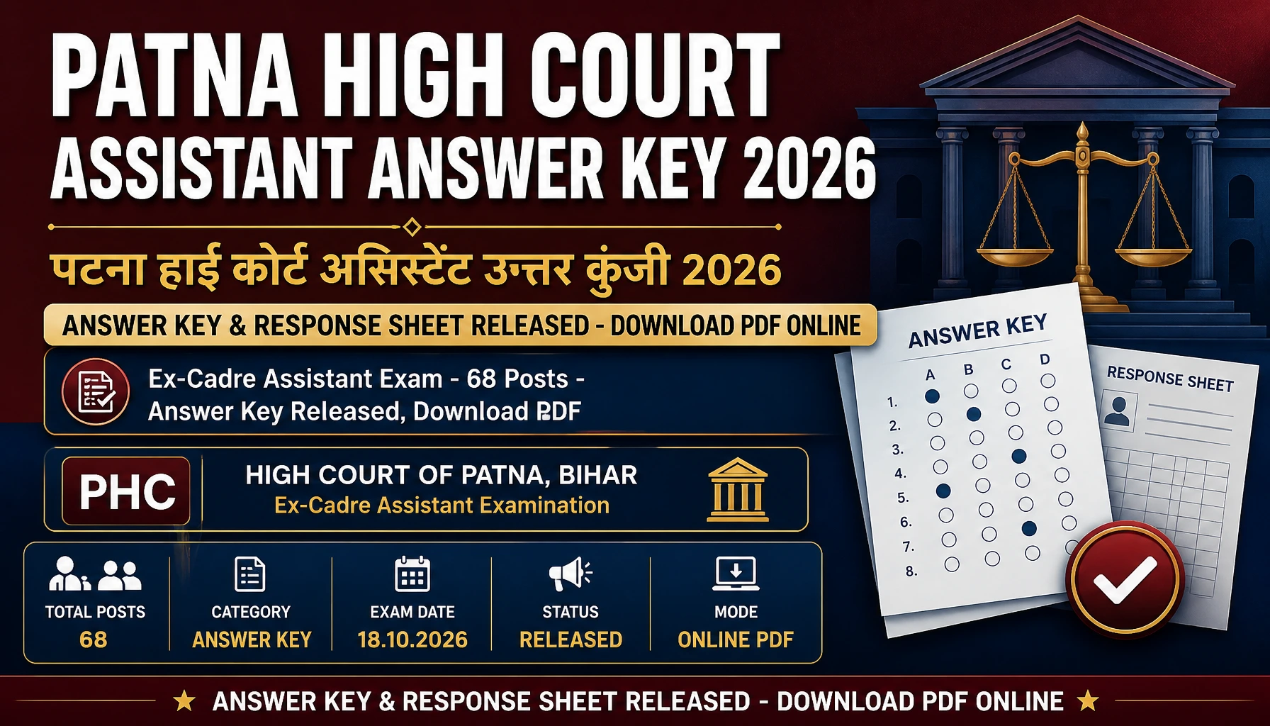 Patna High Court Assistant Answer Key 2026 Out: Download PDF Link
