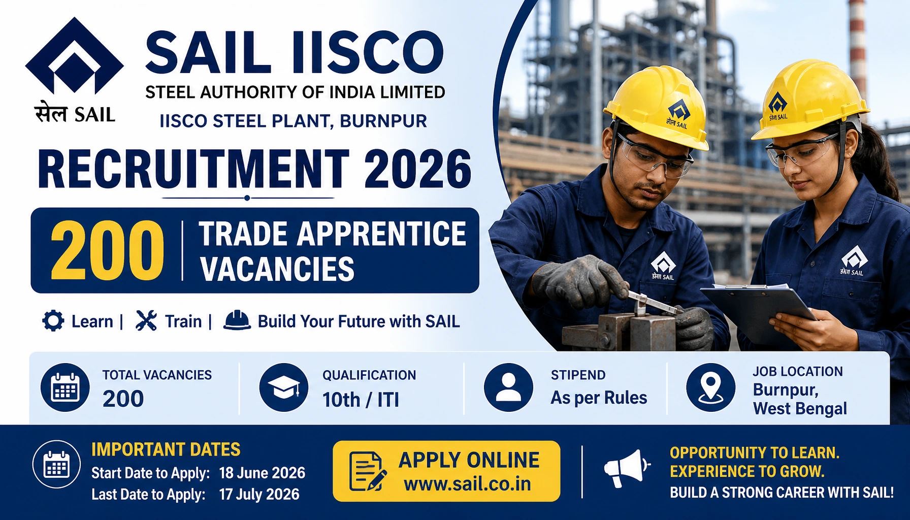 SAIL IISCO Recruitment 2026: Apply for 200 Trade Apprentice Vacancies