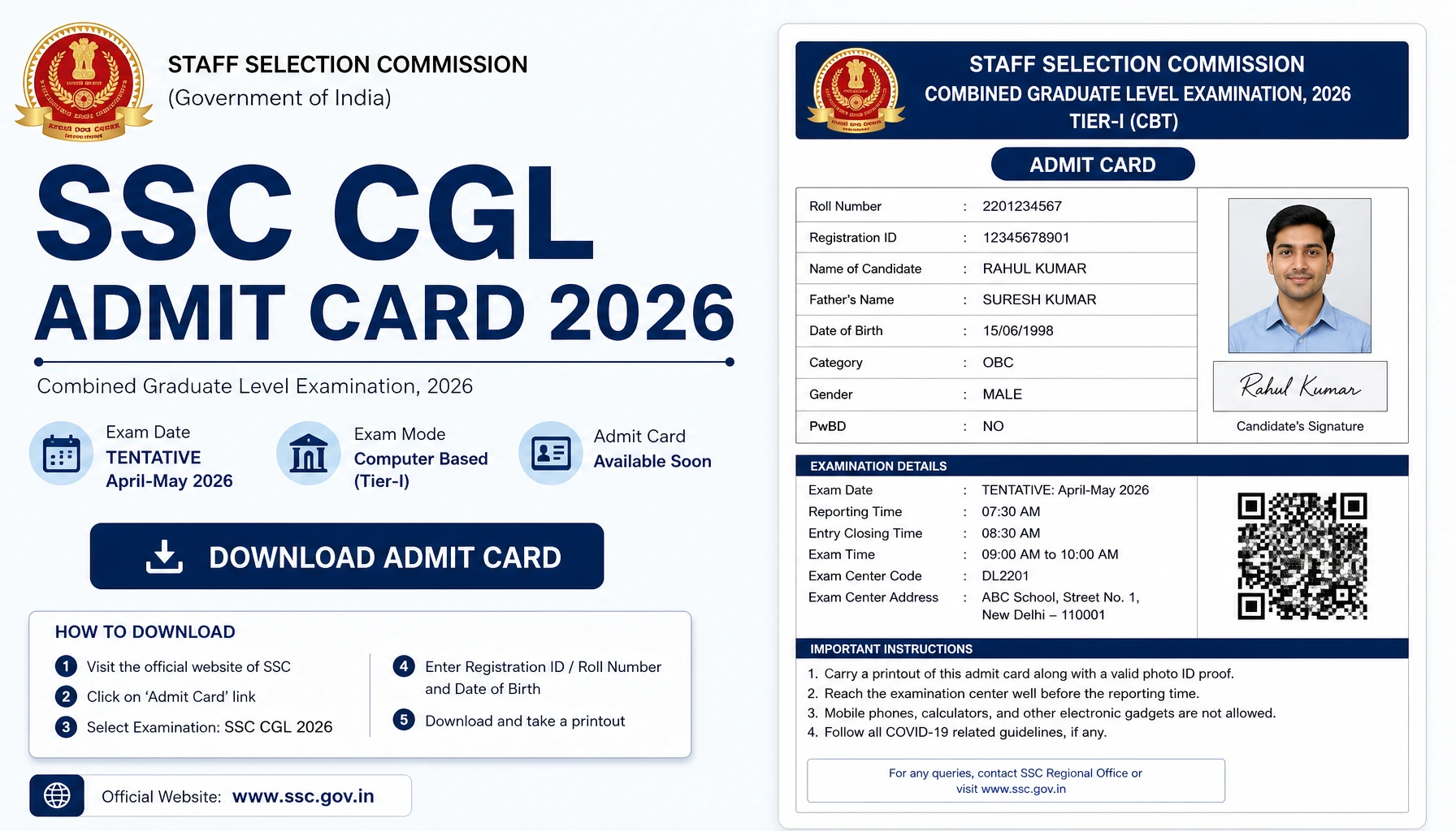 SSC CGL Admit Card 2026: Download Hall Ticket, Check Exam Date