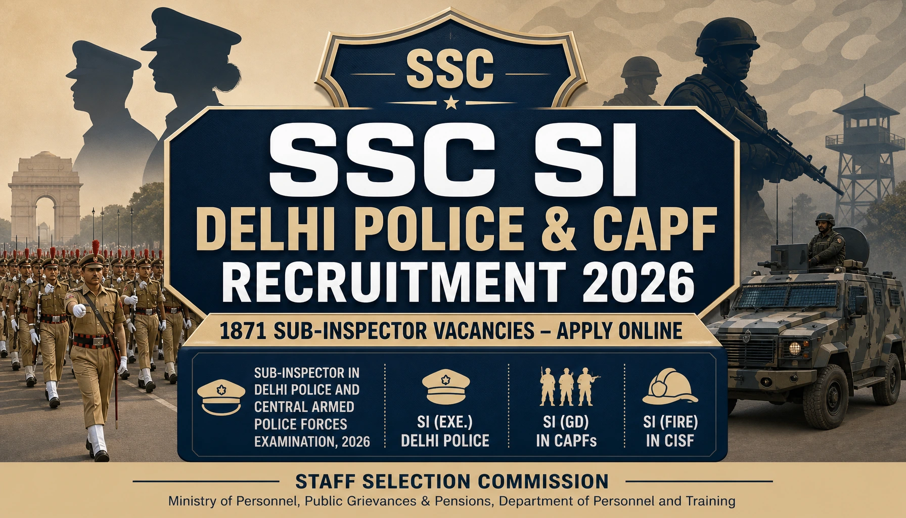 SSC CPO SI Delhi Police & CAPF Recruitment 2026: Apply for 1871 Posts