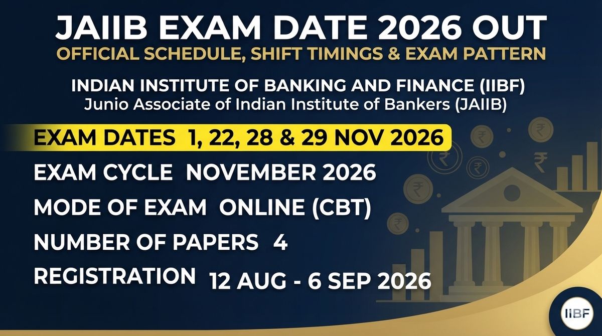 JAIIB Exam Date 2026 Out: Check IIBF November Schedule, Shift Timings