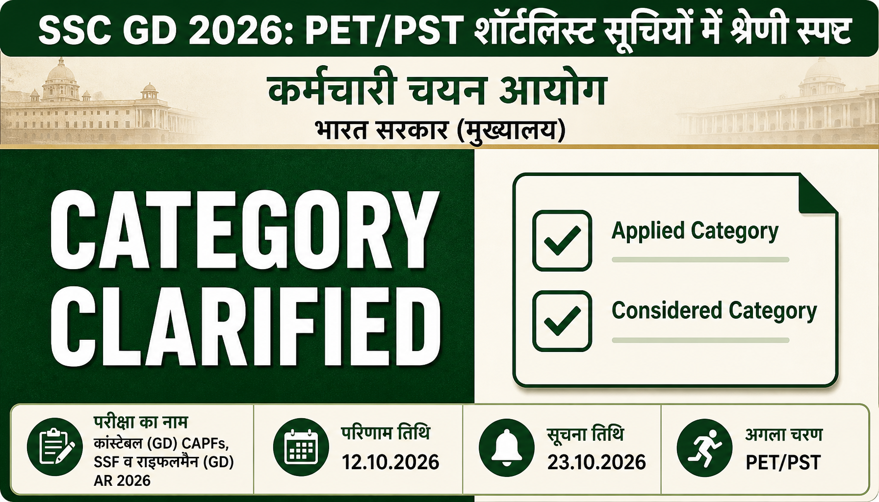 SSC GD कांस्टेबल रिजल्ट 2026 शॉर्टलिस्ट: UR श्रेणी की व्याख्या, सूचियाँ जारी